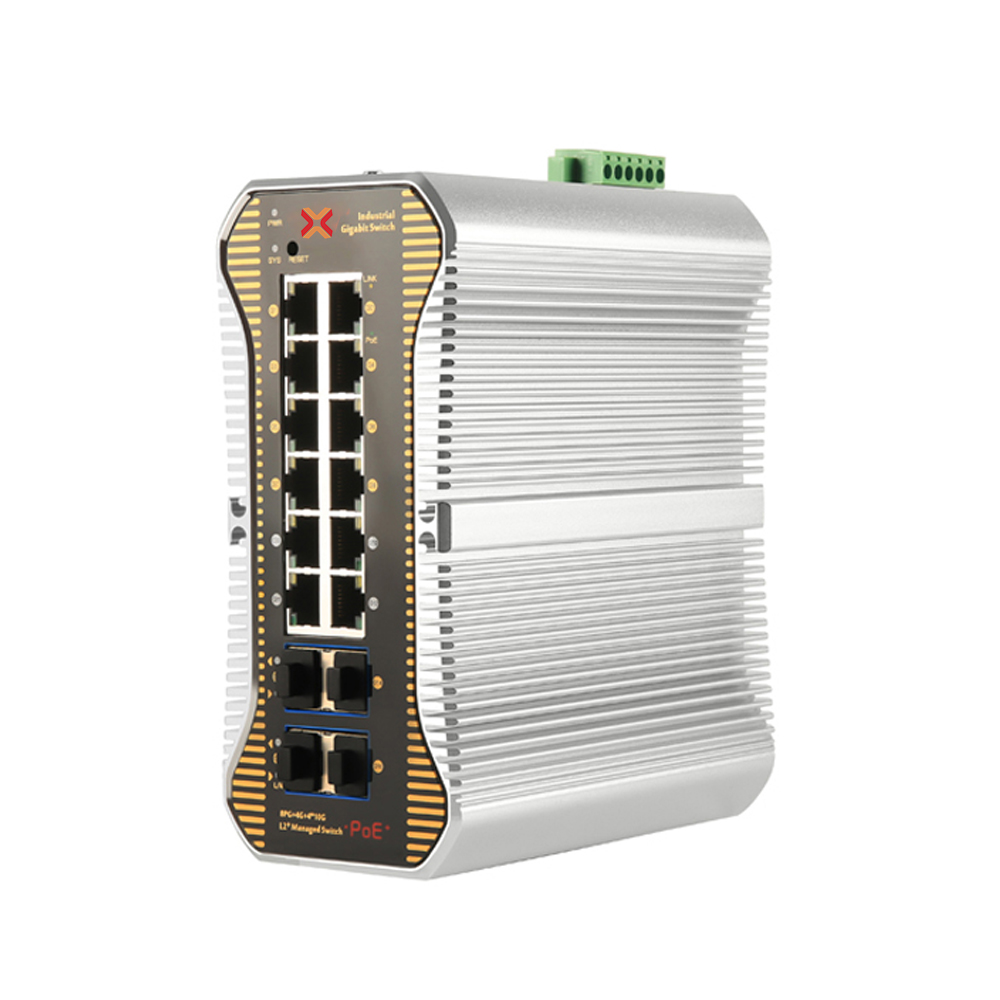 Xentino SI1604TGPL3 16Port (8GEPoE+/4GE/4SFP+) L3 Managed Industrial PoE Fiber 10G UL Switch