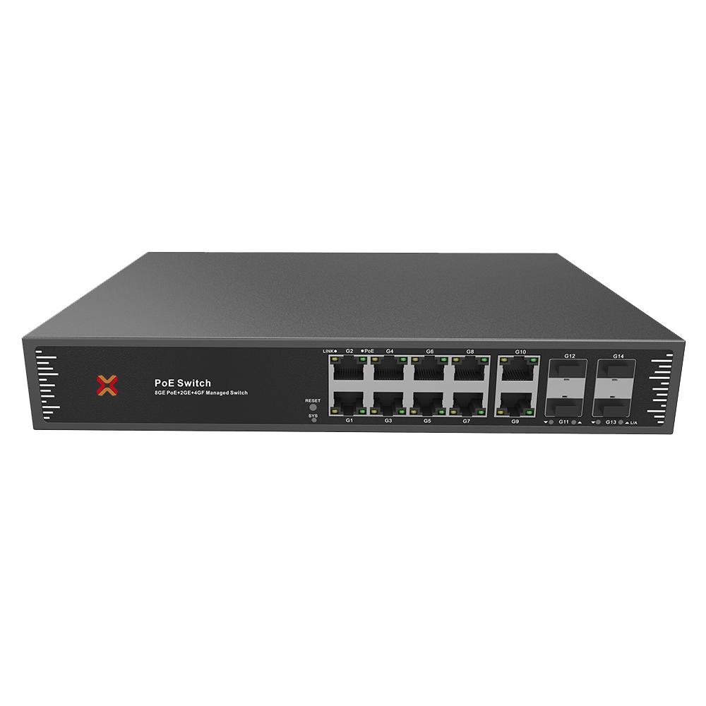 Xentino S0822GP 14Port (8GEPoE+/2GE/4SFP) Gigabit POE+ L2+ Managed Switch (130W)