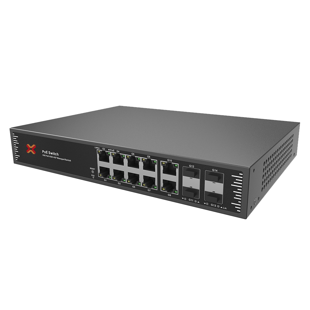 Xentino S0822GPB 14Port (8GEPoE+/2GE/4SFP) Gigabit POE+ L2+ Managed Switch (250W)