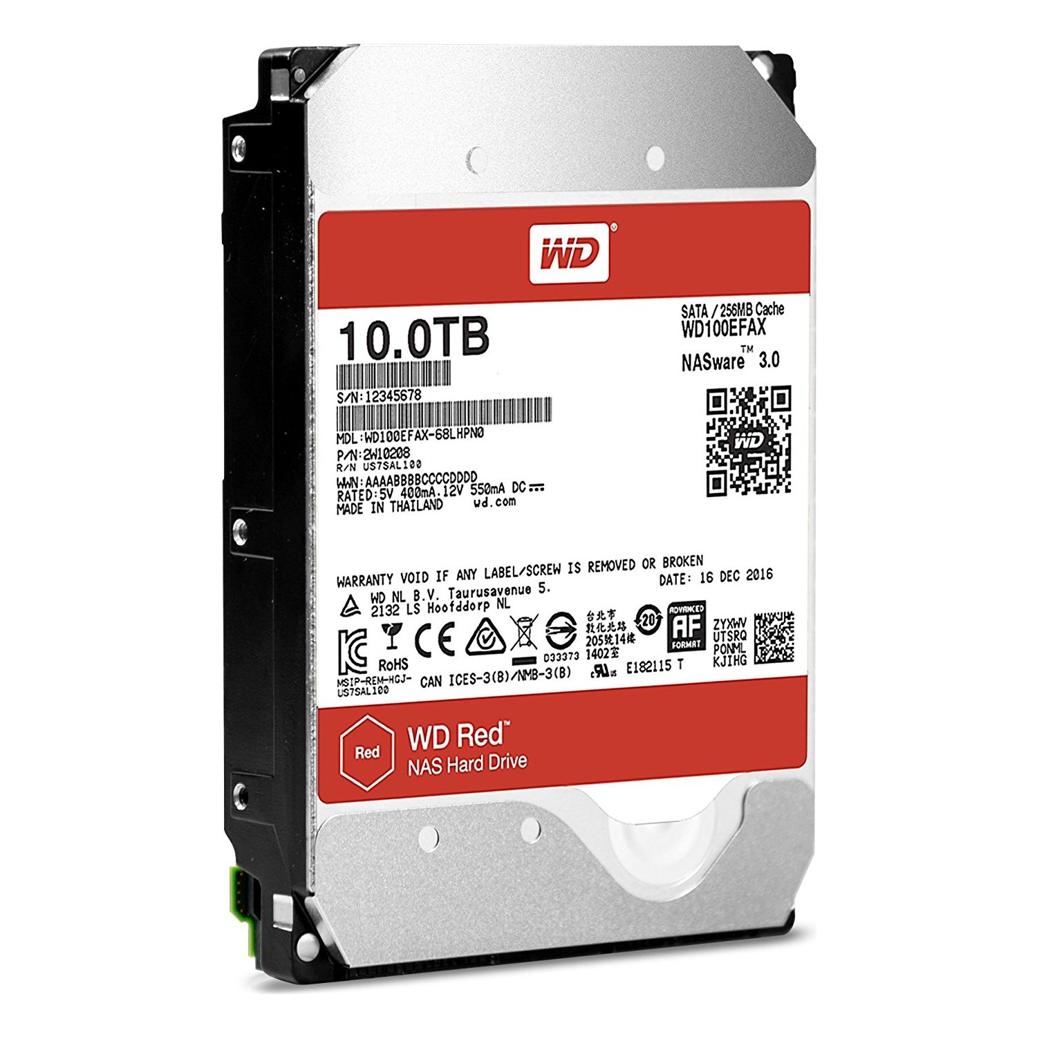 Western Digital 10TB Red NAS WD100EFAX 256MB Cache SATA 6.0Gb/s HDD