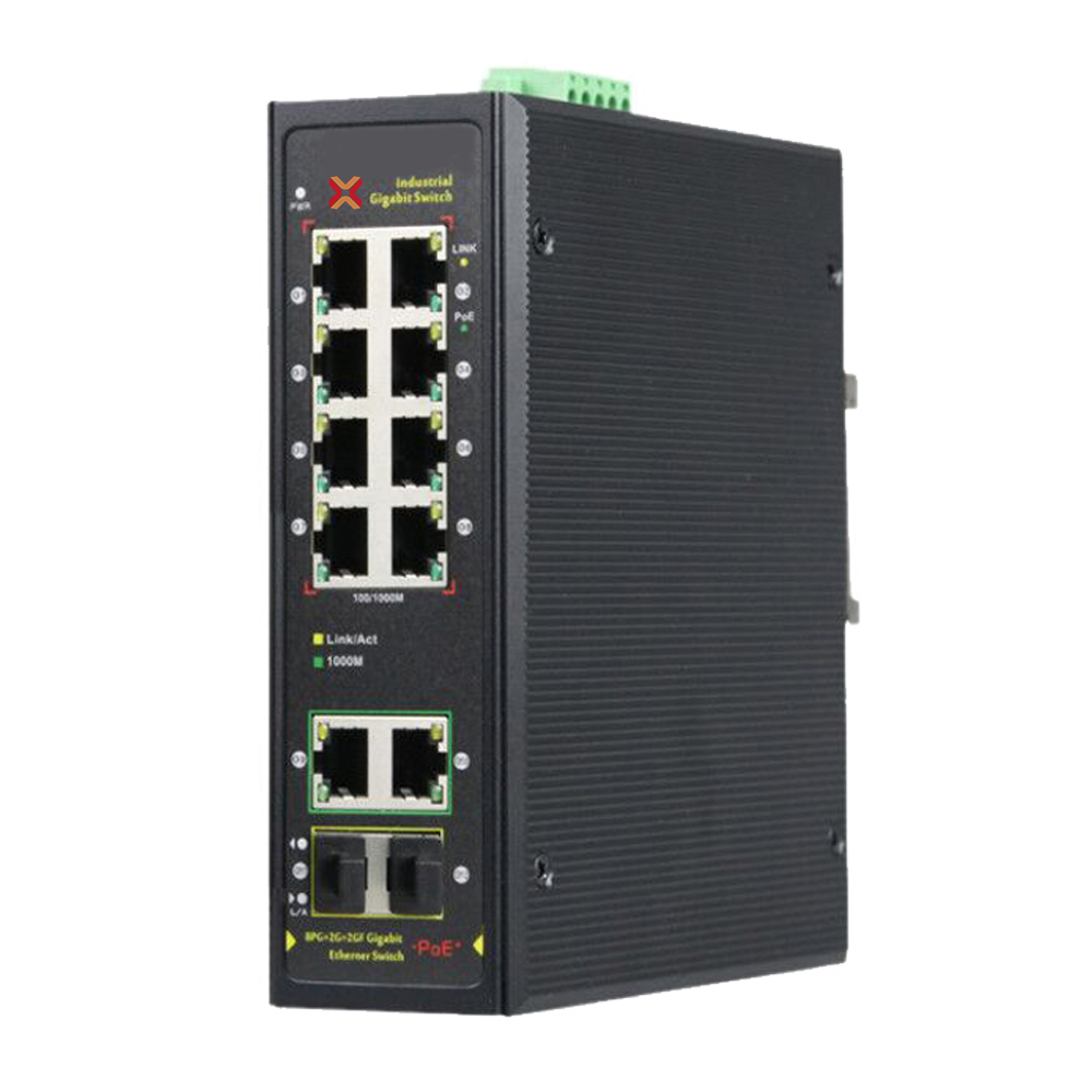 Xentino SI822P 12Port (8GEPoE/2GE/2SFP) Gigabit POE+ 2Port Giga ETH 2Port SFP UM Industrial Switch