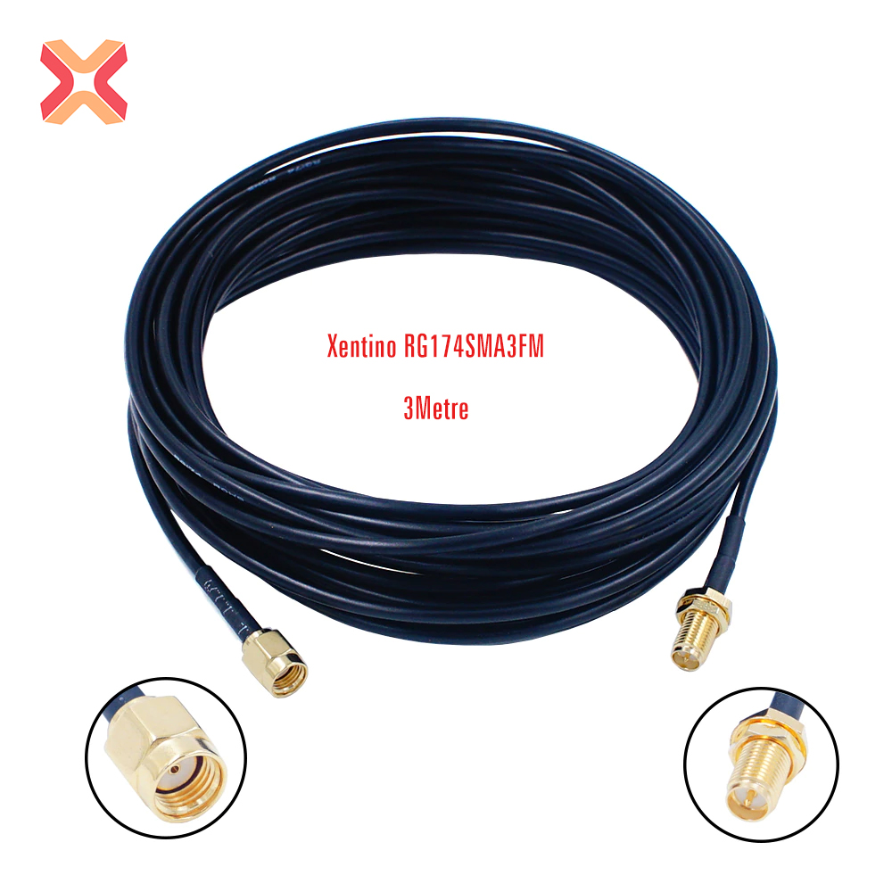 Xentino RG174SMA3FM RP-SMA-Female RP-SMA-Male 3m Antenna Cable (RG174)