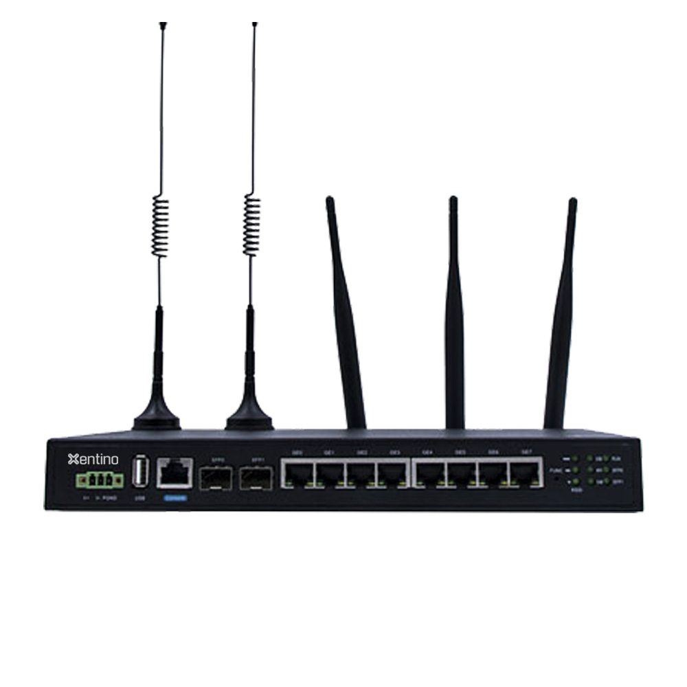Xentino MR148W Industrial Multi WAN LTE/4G Wireless VPN Dual Fiber Gateway (8GE+2SFP+1SIM)