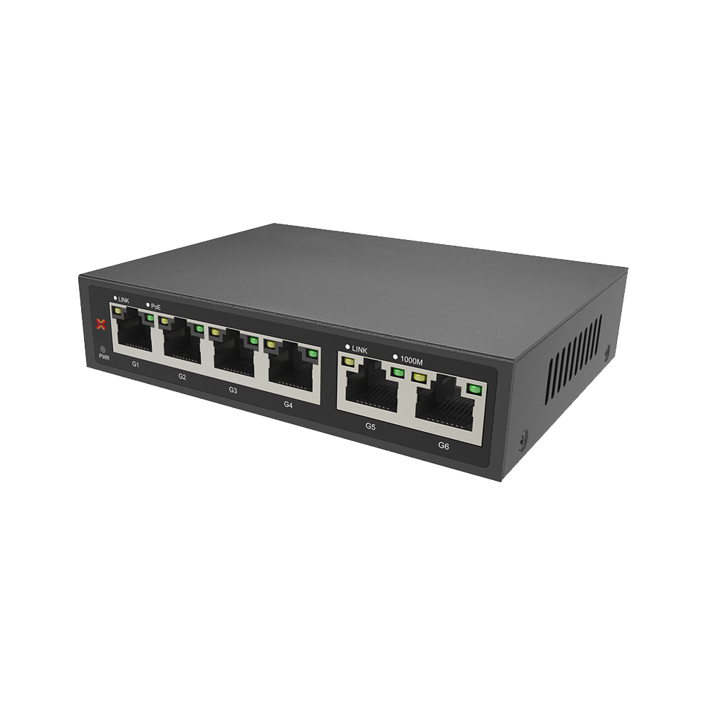 Xentino S402GP 6Port (4GEPoE/2GE) Gigabit POE 2Port Gigabit Unmanaged Switch (65W)