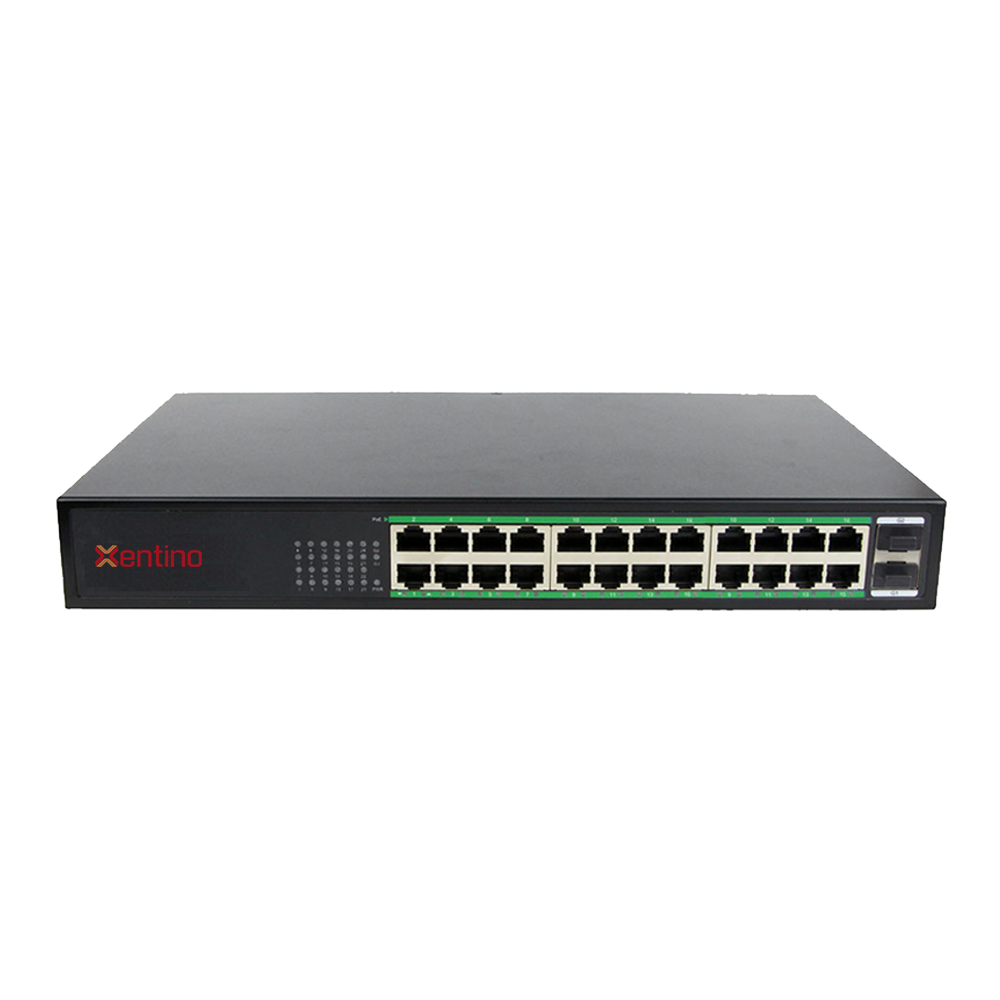 Xentino S2402GP 26Port (24GEPoE/2SFP) Gigabit POE 2Port SFP Unmanaged Switch (250W)