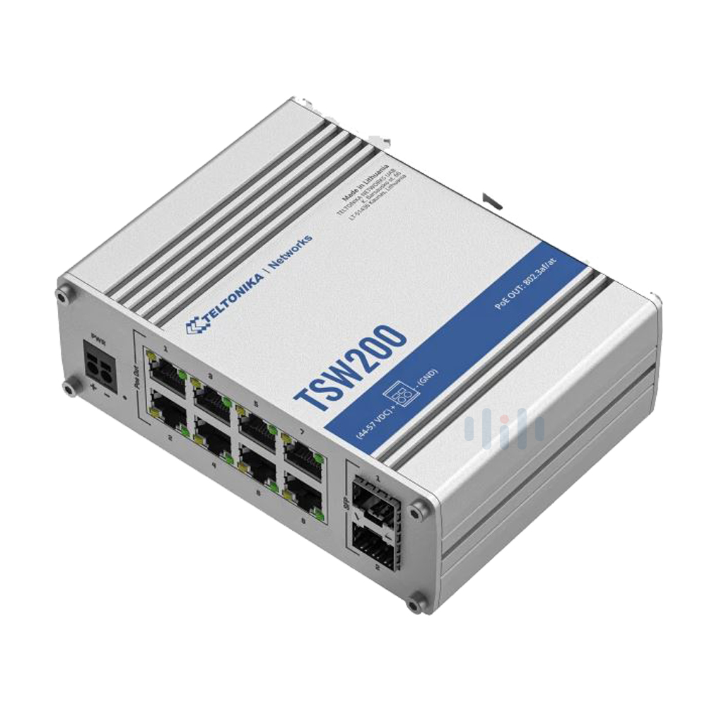 Teltonika TSW200 10Port (8GE PoE+/2SFP) UnManaged Industrial PoE Switch