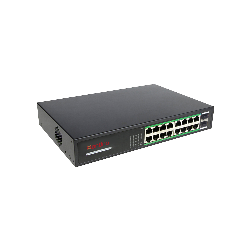 Xentino S1602GPU 18Port (16GEPoE/2SFP) Gigabit POE 2Port Gigabit SFP Unmanaged Switch (250W)